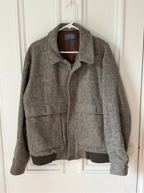 Men’s Vintage Pendleton Tweed Wool Zip Front Lined Bomber Jacket XL